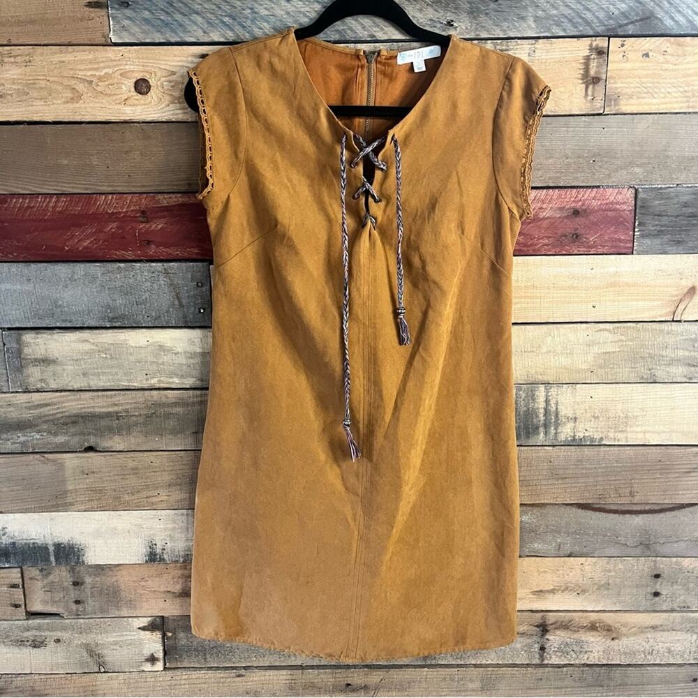Love, Fire Brown Suede Lace‎ Up Dress Size Small